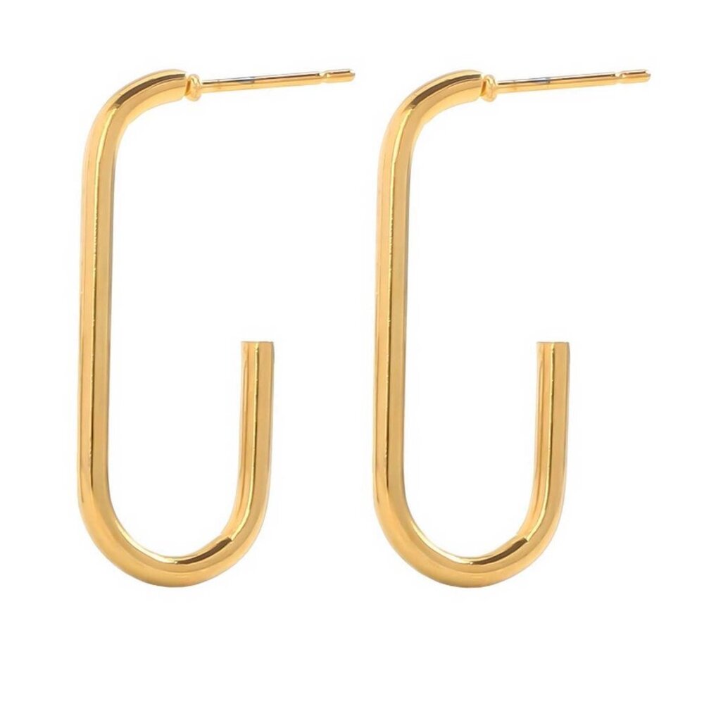 J Hoop Earrings Gold Plated Steel